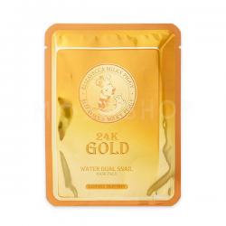 Маска для лица тканевая с колоидным золотом и муцином улитки Elizavecca 24K Gold Water Dual Snail Mask Pack